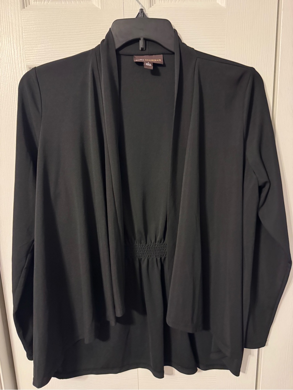 Dana Buchman Black Draped Open-Front Blazer